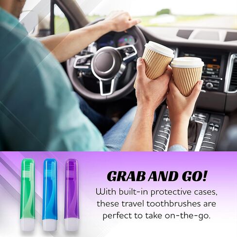 Lingito Bulk Travel Toothbrush, Folding, Built in Toothbrush Cover, Individually Wrapped, Camping, Hiking (25 Pack Medium) in Kuwait