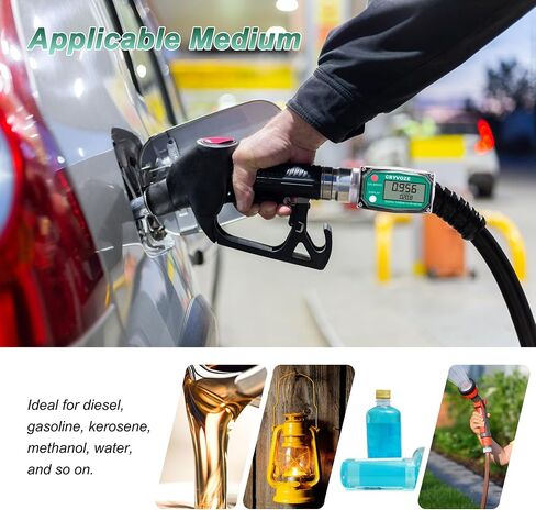 1 Inch Digital Turbine Fuel Flow Meter, 2.6-26 GPM Inline NPT Thread Flowmeter with 3/4 in Adapters for Water, Diesel, Gas Oil, Gasoline, and Other Liquids - Supports Gallon, QTS, PTS, L, m³ in Kuwait