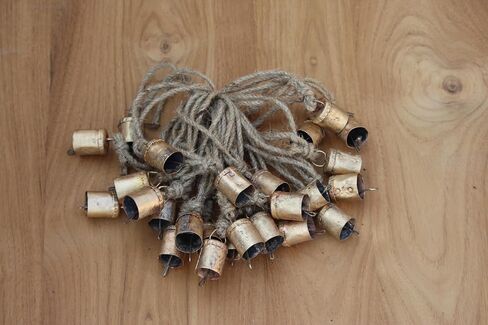 Handmade Rustic Jingle Bell Tin Coe Bells on Rope handmade Lucky Christmas Décor Bells on Jute Rope (15, Cone) in Saudi Arabia