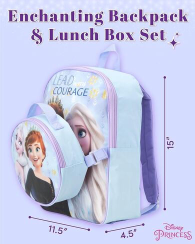Fast Forward Disney Princess Girls Backpack and Lunch Box Set - 2 Piece 15 Inch School Backpack With Detachable Lunch Bag Set, Size One Size, Disney Princess Heart Lunch in Saudi Arabia