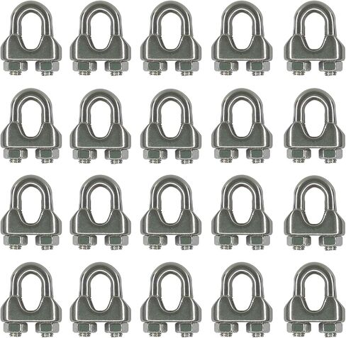 20PCS 3/16-1/4 Inches M5 Stainless Steel Wire Rope Cable Clip Clamp in Saudi Arabia
