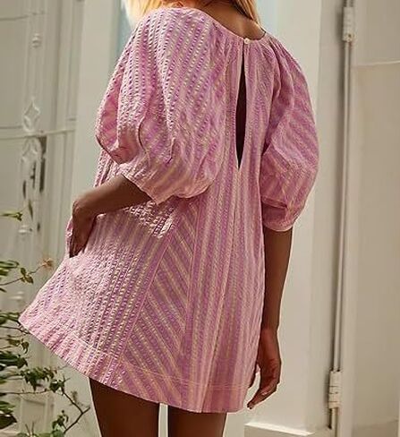 Pdxnyxx Y2k Shorts Romper Tie Front Casual Maternity V Neck Vacation Cute Puff Sleeve Summer Tshirt Rompers in Saudi Arabia