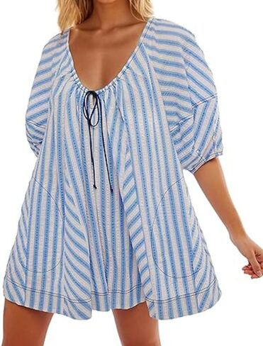 Pdxnyxx Y2k Shorts Romper Tie Front Casual Maternity V Neck Vacation Cute Puff Sleeve Summer Tshirt Rompers in Saudi Arabia