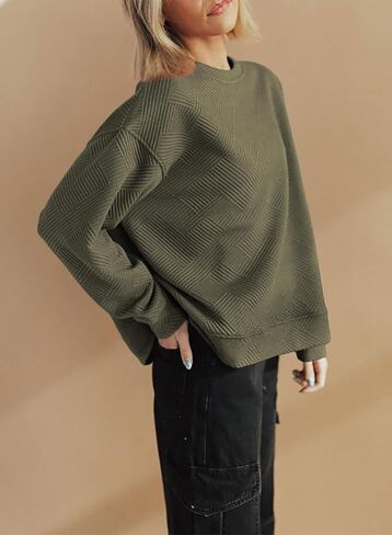 SHEWIN Womens Oversized Sweatshirt Fall Fashion 2024 Long Sleeve Tops Casual Crewneck Sweatshirts with Pockets in Saudi Arabia