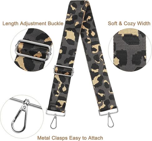 uxcell Purse Strap Replacement, 31-51inch Adjustable Polyester Leopard 2inch Wide Crossbody Shoulder Strap for Handbag Guitar(Green, Silver Buckle) in Saudi Arabia