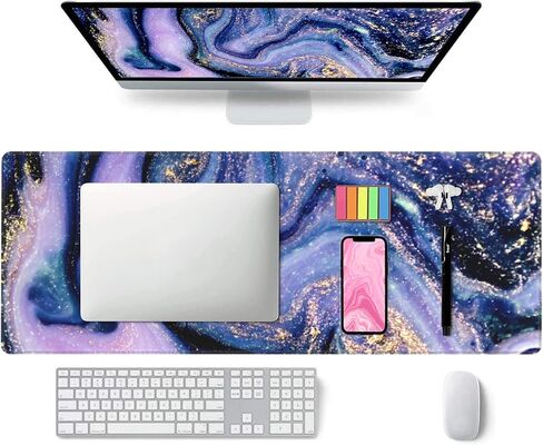 Polka Dot White Large Desk Mat Desk Pad,Extended Large Mouse Pad Cute Mouse Pads For Desk Accessories,31.5 x 11.8Inch Long Computer Keyboard MousePad Mouse Mat with 3mm Non-Slip Base and Stitched Edge in Kuwait