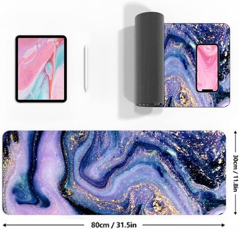 Polka Dot White Large Desk Mat Desk Pad,Extended Large Mouse Pad Cute Mouse Pads For Desk Accessories,31.5 x 11.8Inch Long Computer Keyboard MousePad Mouse Mat with 3mm Non-Slip Base and Stitched Edge in Kuwait