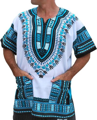 قميص RaanPahMuang ذو قصة كبيرة للغاية وأبيض أفريقي من Dashiki مصنوع من القطن مقاس كبير in Kuwait