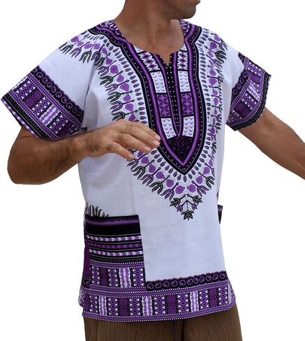 قميص RaanPahMuang ذو قصة كبيرة للغاية وأبيض أفريقي من Dashiki مصنوع من القطن مقاس كبير in Kuwait
