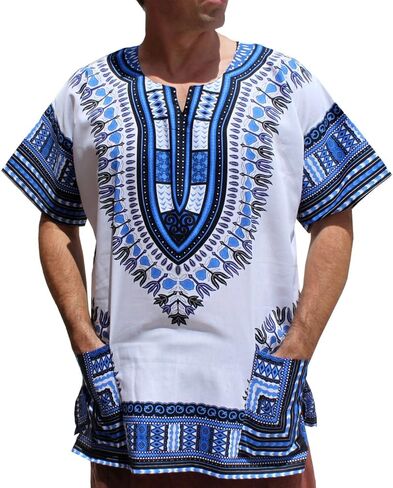 قميص RaanPahMuang ذو قصة كبيرة للغاية وأبيض أفريقي من Dashiki مصنوع من القطن مقاس كبير in Kuwait