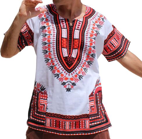قميص RaanPahMuang ذو قصة كبيرة للغاية وأبيض أفريقي من Dashiki مصنوع من القطن مقاس كبير in Kuwait