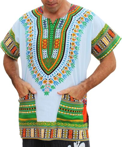 قميص RaanPahMuang ذو قصة كبيرة للغاية وأبيض أفريقي من Dashiki مصنوع من القطن مقاس كبير in Kuwait