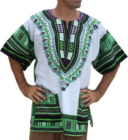 قميص RaanPahMuang ذو قصة كبيرة للغاية وأبيض أفريقي من Dashiki مصنوع من القطن مقاس كبير in Kuwait