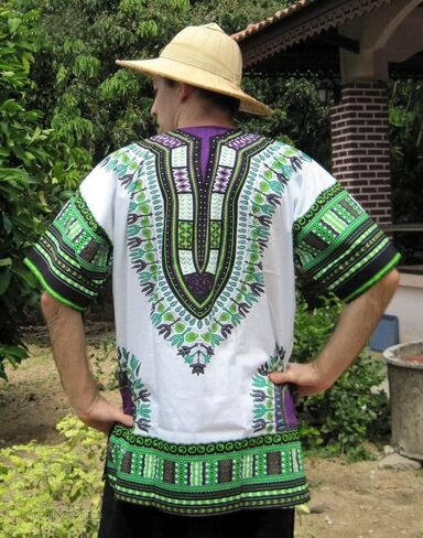قميص RaanPahMuang ذو قصة كبيرة للغاية وأبيض أفريقي من Dashiki مصنوع من القطن مقاس كبير in Kuwait
