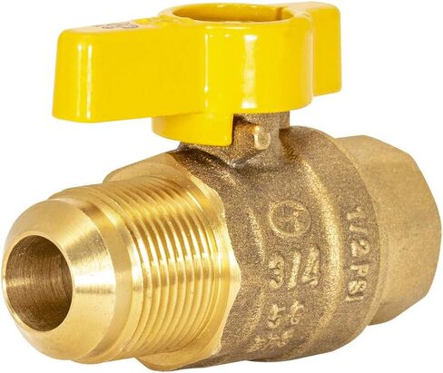 Eastman Brass Straight Gas Ball Valve Connector with Quarter-Turn Lever Handle, 1/2 Inch FIP x 3/8 Inch OD Tube, 60001 in Kuwait