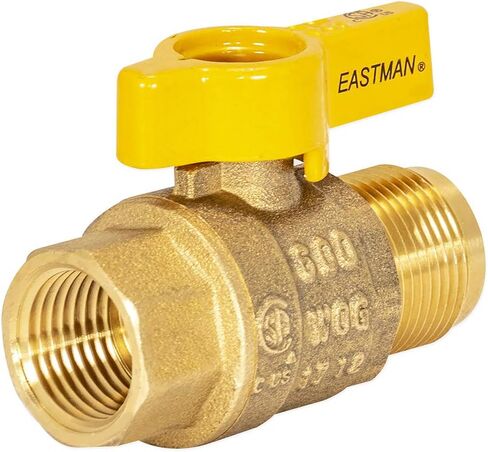 Eastman Brass Straight Gas Ball Valve Connector with Quarter-Turn Lever Handle, 1/2 Inch FIP x 3/8 Inch OD Tube, 60001 in Kuwait