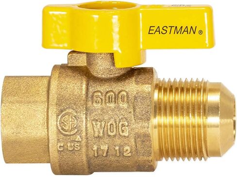 Eastman Brass Straight Gas Ball Valve Connector with Quarter-Turn Lever Handle, 1/2 Inch FIP x 3/8 Inch OD Tube, 60001 in Kuwait