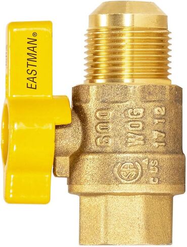 Eastman Brass Straight Gas Ball Valve Connector with Quarter-Turn Lever Handle, 1/2 Inch FIP x 3/8 Inch OD Tube, 60001 in Kuwait