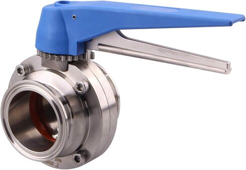 DERNORD 1.5 inch Tri Clamp Butterfly Valve with Blue Trigger Handle Stainless Steel 304 Tri Clamp Clover (1 Inch Tube OD) in Kuwait