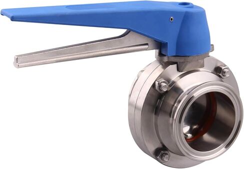 DERNORD 1.5 inch Tri Clamp Butterfly Valve with Blue Trigger Handle Stainless Steel 304 Tri Clamp Clover (1 Inch Tube OD) in Kuwait