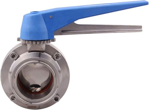 DERNORD 1.5 inch Tri Clamp Butterfly Valve with Blue Trigger Handle Stainless Steel 304 Tri Clamp Clover (1 Inch Tube OD) in Kuwait
