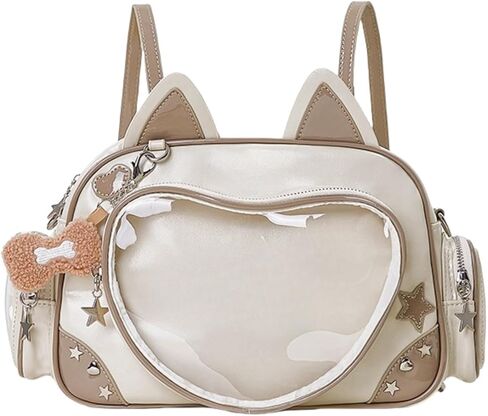 Cat Ita Bag Pin Display Backpack Love-shape Pain Layer Kawaii Backpack Y2k Single Shoulder Crossbody Bag Cute Handbag (Pink) in Saudi Arabia