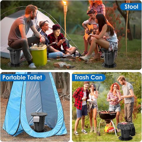 Upgrade Retractable Portable Toilet Travel Toilet Adjustable Height Camping Toilet Portable Potty for Adults Kids Black in Saudi Arabia