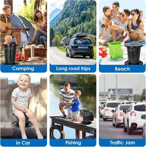 Upgrade Retractable Portable Toilet Travel Toilet Adjustable Height Camping Toilet Portable Potty for Adults Kids Black in Saudi Arabia