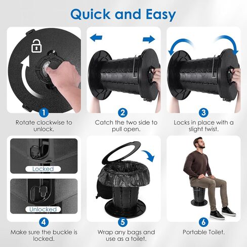 Upgrade Retractable Portable Toilet Travel Toilet Adjustable Height Camping Toilet Portable Potty for Adults Kids Black in Saudi Arabia