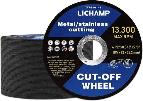 Lichamp 4-1/2 Cut Off Wheels for Metal, 10 Pack 4.5 inch Disc Cutting Wheel Cutoff Blade, 4.5"x0.045"x7/8", A010BK in Saudi Arabia