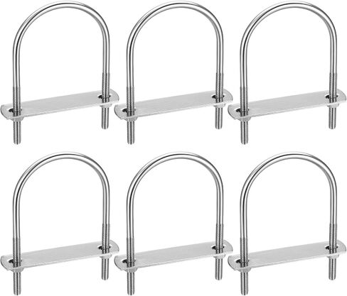 6 Pack Square U-Bolts, Stainless Steel U-Bolts with Frame Plates and Nuts, 2"/50mm Inner Width 3.15"/80mm Length, Square U Shaped Bolts for Automobiles Trailer, Ski Boat, Sailboat, Trailer in Saudi Arabia