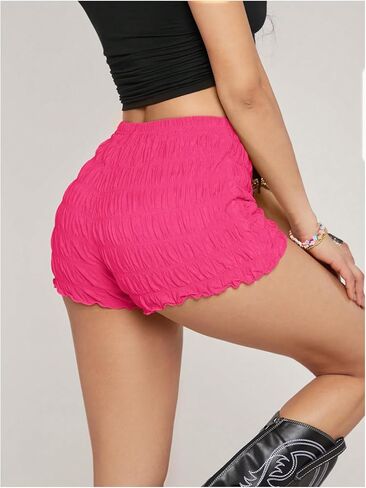 SHENHE Women's Mini Shorts Casual Textured Straight Leg Knit Low Elastic Waist Bodycon Shorts in Kuwait