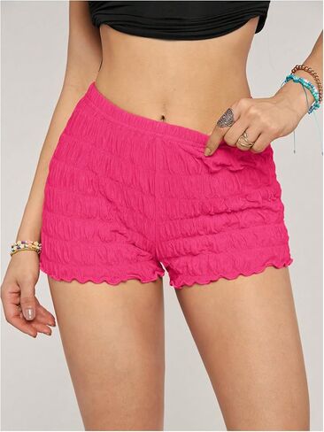 SHENHE Women's Mini Shorts Casual Textured Straight Leg Knit Low Elastic Waist Bodycon Shorts in Kuwait