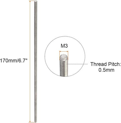 Fully Threaded Rod 304 Stainless Steel Rod Bar Studs, [for Clamps and U-Bolts] - M4 x 120mm Male Threaded/Silver/10Pack in Saudi Arabia