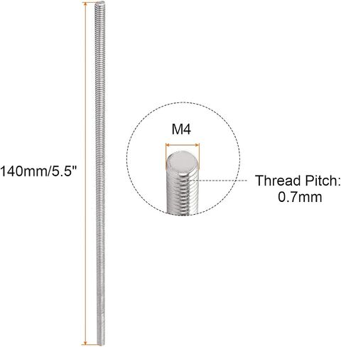 Fully Threaded Rod 304 Stainless Steel Rod Bar Studs, [for Clamps and U-Bolts] - M4 x 120mm Male Threaded/Silver/10Pack in Saudi Arabia