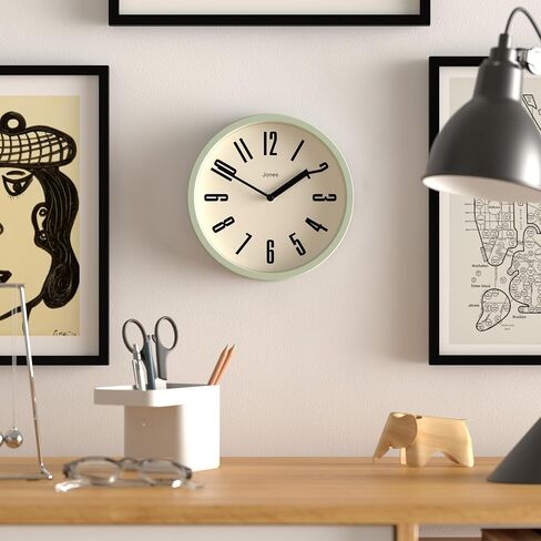 JONES CLOCKS Modern Matt Yellow Wall Clock - Small Round Clock - Retro Design - Office Kitchen Living Room Clock - 20cm (7.9in), Mustard Yellow in Saudi Arabia