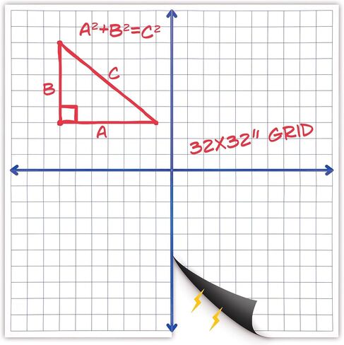 Magnetic Grid Whiteboard, Dry Erase Graph Board, Laminated Coordinate Whiteboards, 26"x26", White, XY Axis Graphing Lines, Magnet Boards with Gridlines for Math, School, Algebra, Geometry | Houseables in Kuwait