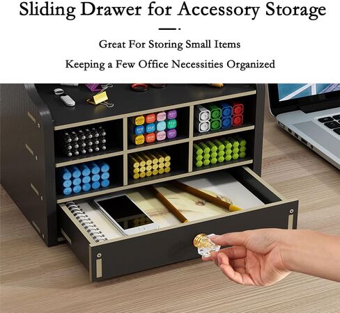 White Pen Organizer with Drawer, DIY Pencil Holder Desk Tidy Caddy Office Stationery Desktop Organiser for Home, Office and School (PB17 White) in Saudi Arabia