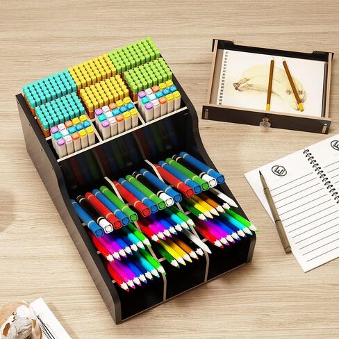 White Pen Organizer with Drawer, DIY Pencil Holder Desk Tidy Caddy Office Stationery Desktop Organiser for Home, Office and School (PB17 White) in Saudi Arabia