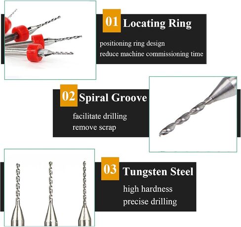 Micro Drill Bit -10pcs 1.1mm PCB Drill Bits with 1/8 Inch Shank Tungsten Carbide Rotary Tool for Printing Circuit Board/Stone/CNC Engraving in Saudi Arabia