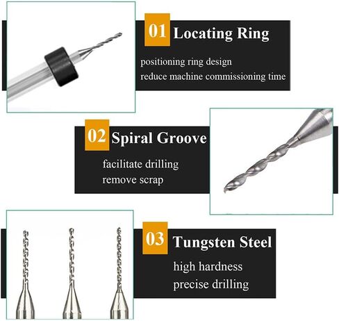 Micro Drill Bit -10pcs 1.1mm PCB Drill Bits with 1/8 Inch Shank Tungsten Carbide Rotary Tool for Printing Circuit Board/Stone/CNC Engraving in Saudi Arabia