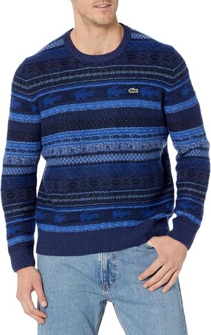 Lacoste Men's Crew Neck Jacquard Fair Isle Sweater in Saudi Arabia