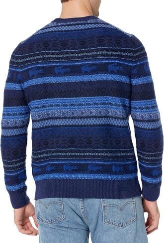 Lacoste Men's Crew Neck Jacquard Fair Isle Sweater in Saudi Arabia