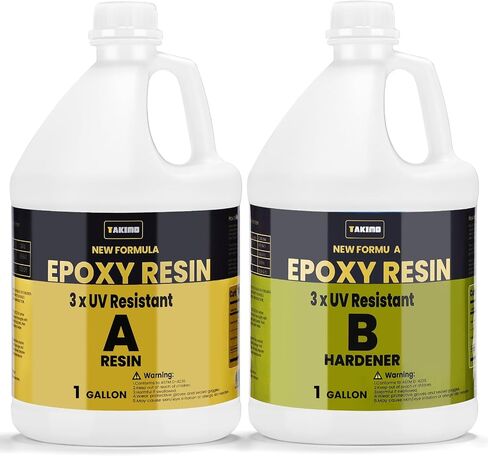 TAKIMO 1 Gallon Crystal Clear Resin Kit,No Bubble & Not Yellowing Epoxy Resin for Coating, Casting, Table Top,DIY, Bar Top, River Tables, Resin Art, Wood with High Gloss Finish in Saudi Arabia