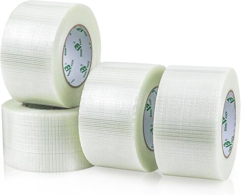 BOMEI PACK Fiber Reinforced Packing Tape, Clear Bi Directional Filament Strapping Tape 3Inch x 55yds 6.7Mil, Total 110yds in Saudi Arabia