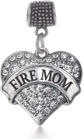Inspired Silver - Silver Pave Heart Charm for Bracelet with Cubic Zirconia Jewelry in Saudi Arabia