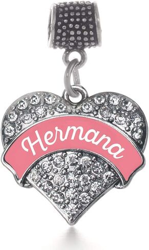Inspired Silver - Silver Pave Heart Charm for Bracelet with Cubic Zirconia Jewelry in Saudi Arabia