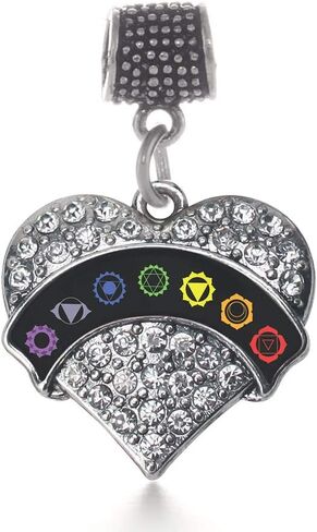 Inspired Silver - Silver Pave Heart Charm for Bracelet with Cubic Zirconia Jewelry in Saudi Arabia