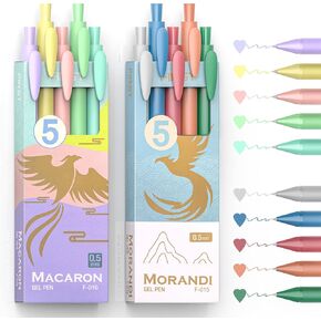 Retractable Colored Gel Pens 0.5MM Fine Point, 10 Vintage Assorted Color Ink Pen Set, Cute Colorful Aesthetic Ballpoint Pen for Writing, Journaling, Note-Taking (Vintage)
