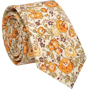 RBOCOTT 2.4" Cotton Floral Skinny Tie for Men Flower Print Necktie for Wedding Party (6cm)